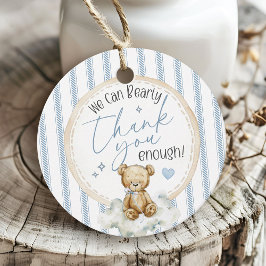 We Can Bearly Wait Watercolor Bear Boy Baby Shower Geschenkanhänger