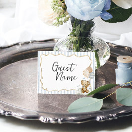 We Can Bearly Wait Watercolor Bear Boy Baby Shower Platzkarte