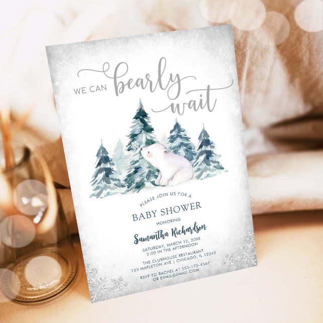 We Can Bearly Wait Winter Baby Shower Invitation Einladung (Von Creator hochgeladen)