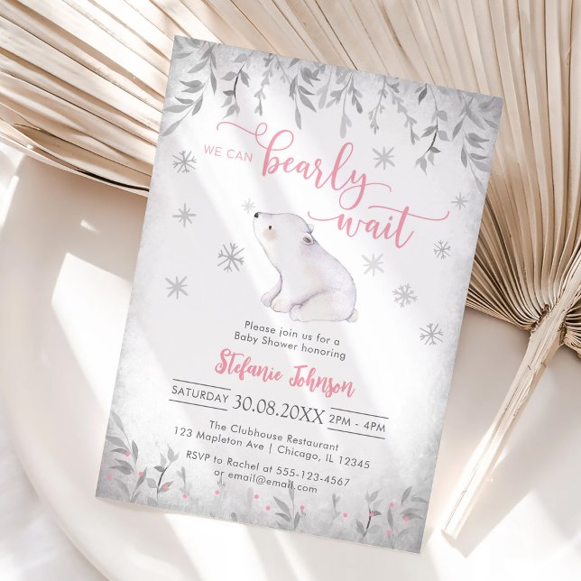 We Can Bearly Wait Winter Baby Shower Invitation Einladung (Von Creator hochgeladen)