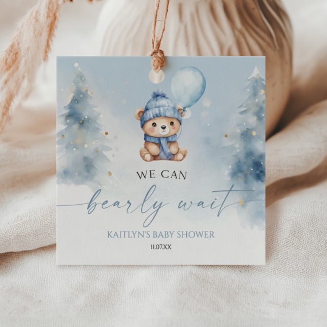 We Can Bearly Wait Winter Teddy Bear Baby Shower Geschenkanhänger (Von Creator hochgeladen)