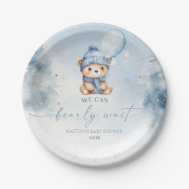 We Can Bearly Wait Winter Teddy Bear Baby Shower Pappteller