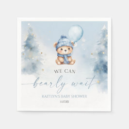 We Can Bearly Wait Winter Teddy Bear Baby Shower Serviette