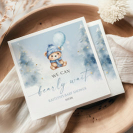 We Can Bearly Wait Winter Teddy Bear Baby Shower Serviette