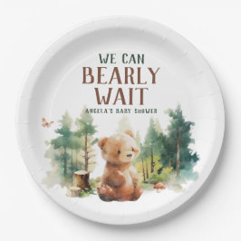 We Can Bearly Wait Woodland Baby Shower Plates Pappteller