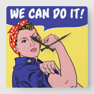 We can do it! Rosie the Riveter Remix Pop Quadratische Wanduhr
