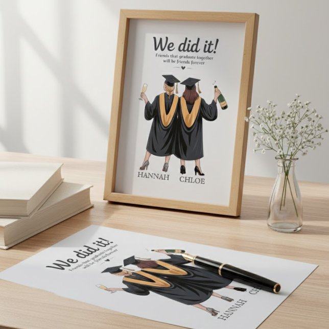 We Did It Best Friends Graduation Illustration Leinwanddruck (Von Creator hochgeladen)