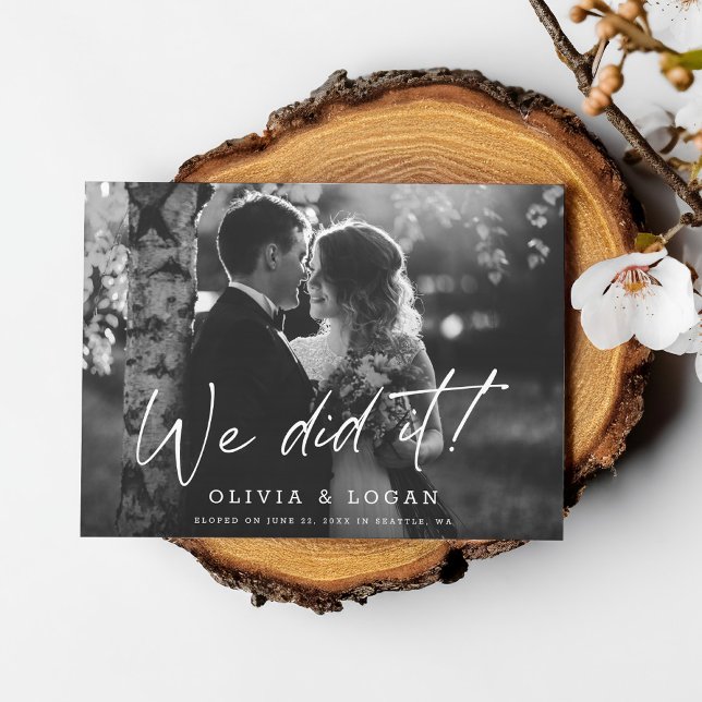 We Did It Modern Script Wedding Photo Elopement Einladung (Von Creator hochgeladen)
