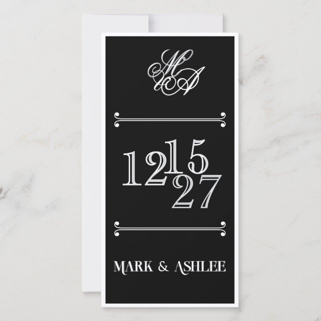 We Do 8x4 B&W Double Sided Wedding Invitation (Vorderseite)