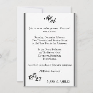 We Do, Black & White Wedding Invitation Einladung