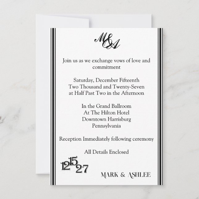 We Do, Black & White Wedding Invitation Einladung (Rückseite)