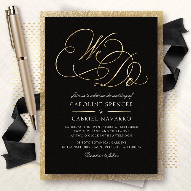 We Do Formal Calligraphy Script Wedding Folieneinladung (Von Creator hochgeladen)