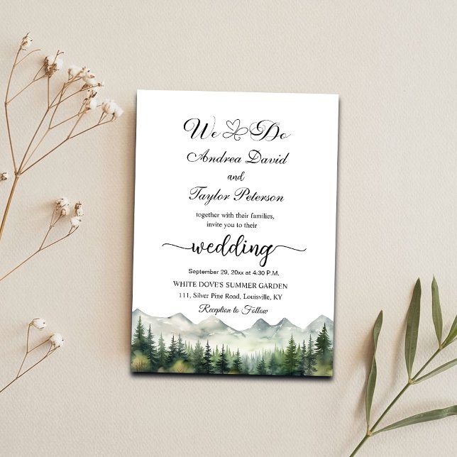 'We Do' Mountains and Pines Elegant Wedding Einladung (Von Creator hochgeladen)