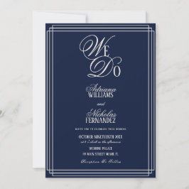 We Do Navy Blue Old Money Wedding Einladung