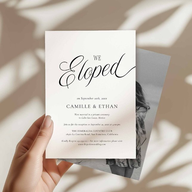 We Eloped Photo Announcement Card Einladung (Eloped Announcement Card with Photo)