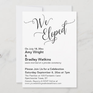 "We Eloped" Typografy Post Wedebration Einladung