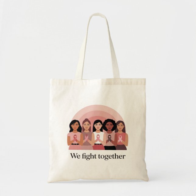 We Fight Together Breast Cancer Awareness Design Tragetasche (Vorne)