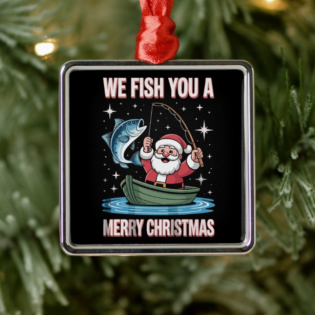 We Fish You A Merry Xmas Fisherman Fishing Santa Ornament Aus Metall (Baum)