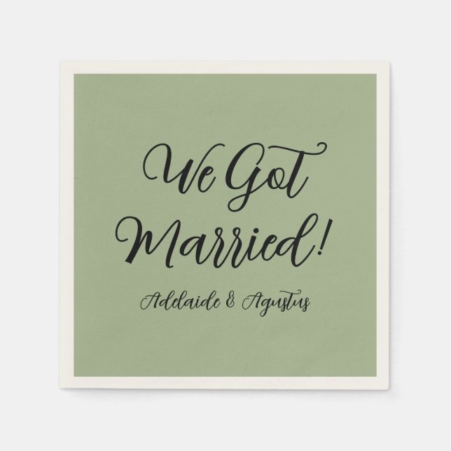 We Got Married Green Paper Napkin Serviette (Vorderseite)