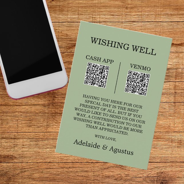 We Got Married Wishing Well Green Wedding Begleitkarte (Von Creator hochgeladen)