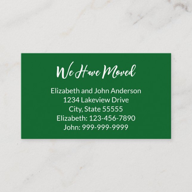 We Have Moved Forest Green Moving Announcement Begleitkarte (Vorderseite)