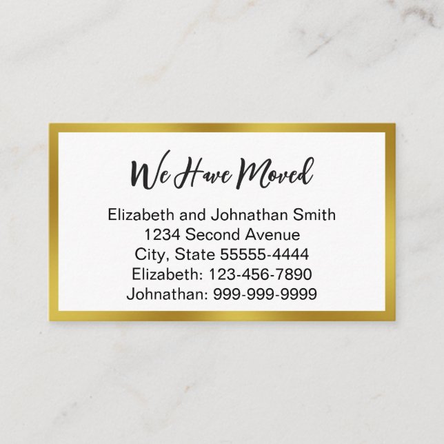 We Have Moved Script White Moving Announcement Begleitkarte (Vorderseite)