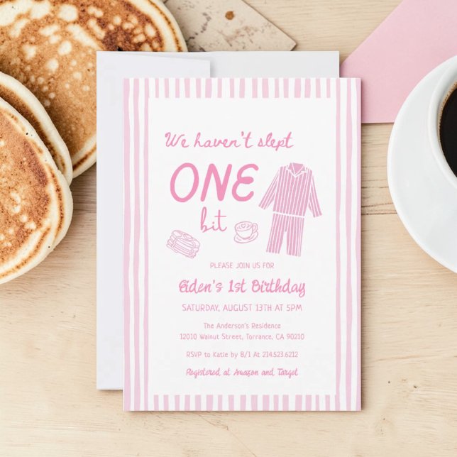 We Haven't Slept One Bit Pajama First Birthday Einladung (Von Creator hochgeladen)