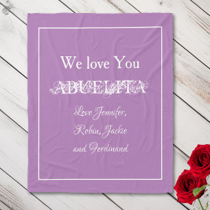 "We Liebe You ABUELITA" Individuelle Name Mauve Fleecedecke