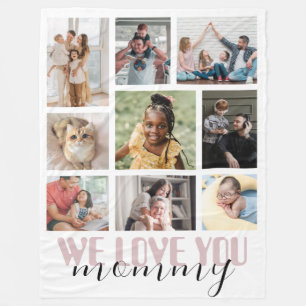 We Love Mommy Pink Mother's Day Photo Collage Fleecedecke