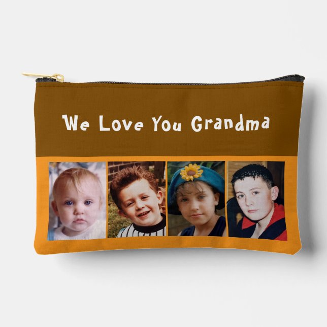 We love you grandma 4 photo brown orange zubehörtasche (Vorderseite)