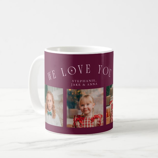We Love You Grandma 4-Photo Cranberry Kaffeetasse (Vorderseite Links)