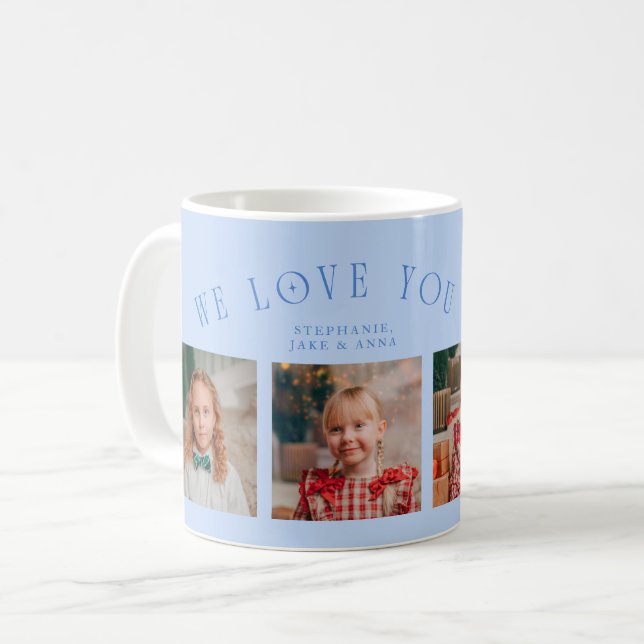 We Love You Grandma 4-Photo Icy Blue Kaffeetasse (Vorderseite Links)