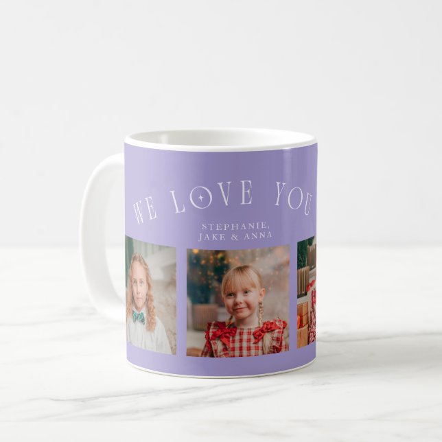 We Love You Grandma 4-Photo Lilac Kaffeetasse (Vorderseite Links)