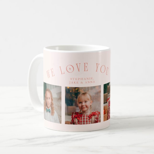 We Love You Grandma 4-Photo Peach Kaffeetasse (Vorderseite Links)