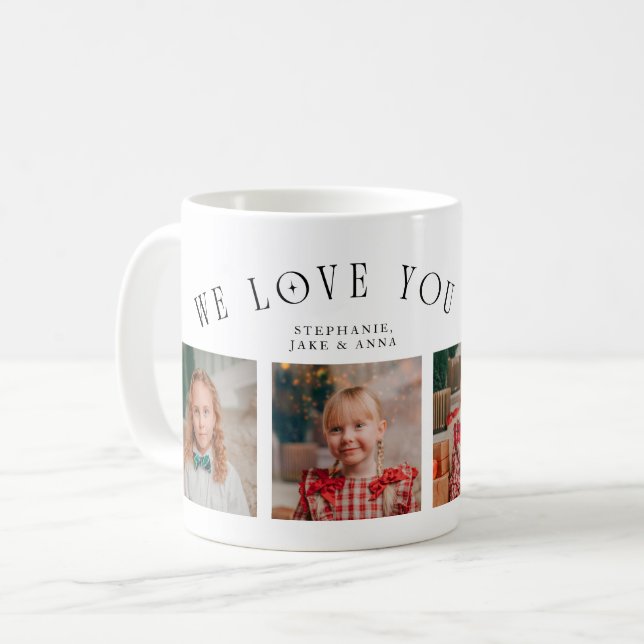 We Love You Grandma 4-Photo White  Kaffeetasse (Vorderseite Links)