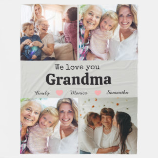We love you grandma elegant script 4photo keepsake fleecedecke