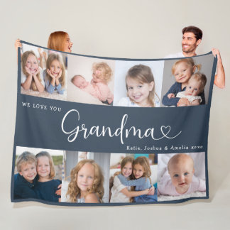 We Love you Grandma Script 8 Photo Modern Fleecedecke