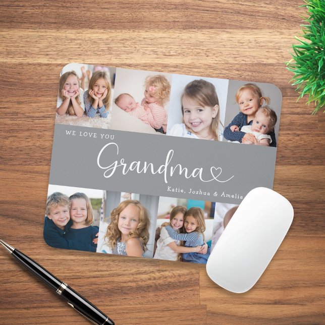 We Love you Grandma Script 8 Photo Modern Mousepad (Von Creator hochgeladen)