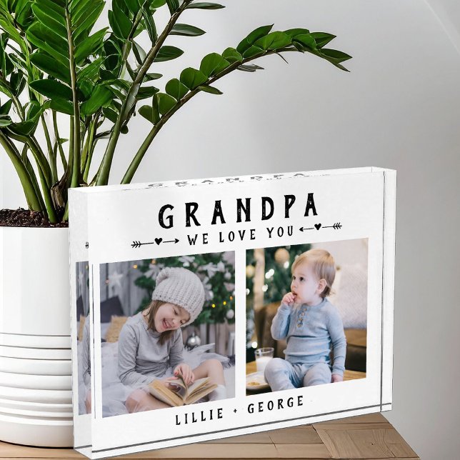 We Love You Grandpa Modern Photo Collage Keepsake Fotoblock (Von Creator hochgeladen)