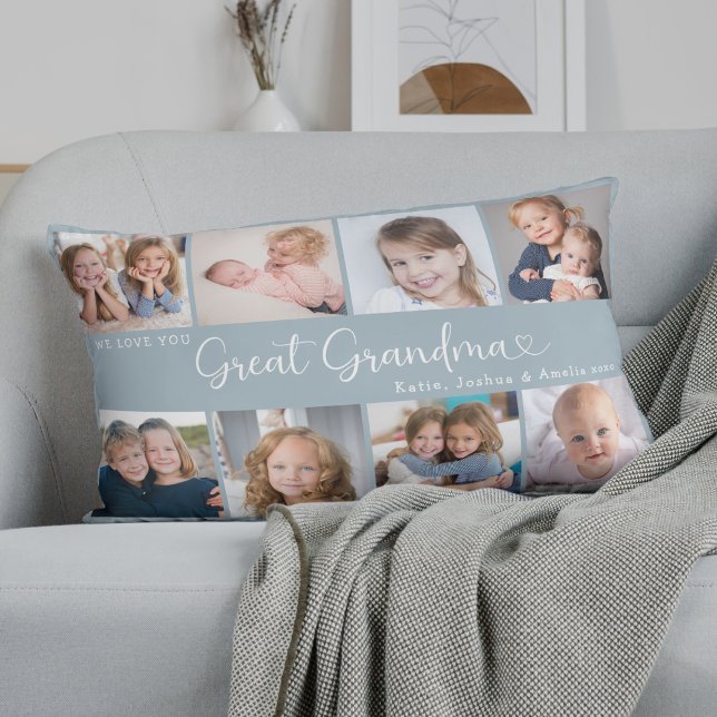 We Love You Great Grandma Photo Collage Heart Lendenkissen (Von Creator hochgeladen)