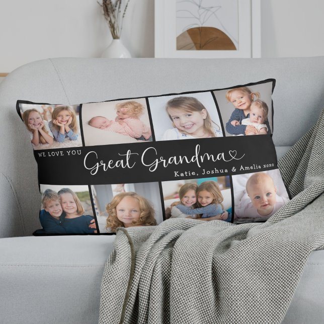 We Love You Great Grandma Photo Collage Heart Lendenkissen (Von Creator hochgeladen)