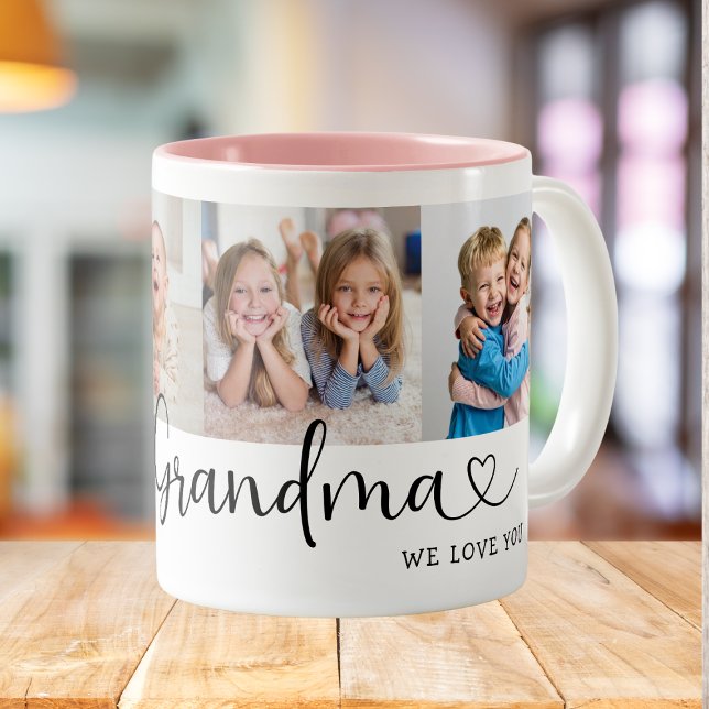 We Love you Great Grandma Script 4 Photo Modern Kaffeetasse (Von Creator hochgeladen)