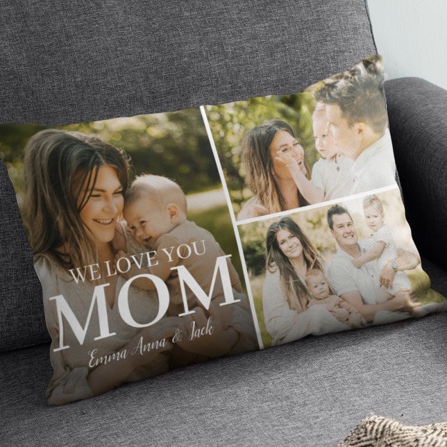 We Love You Mom 3 Photo Collage Lumbar Pillow Lendenkissen (Von Creator hochgeladen)