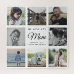 WE LOVE YOU MOM Modern Family Foto Collage Puzzle<br><div class="desc">We love you,  Mom: For the Best Mom Ever in your life a modern,  trendy instagram family foto collage square puzzle with modern script typography and your personal name and message.</div>