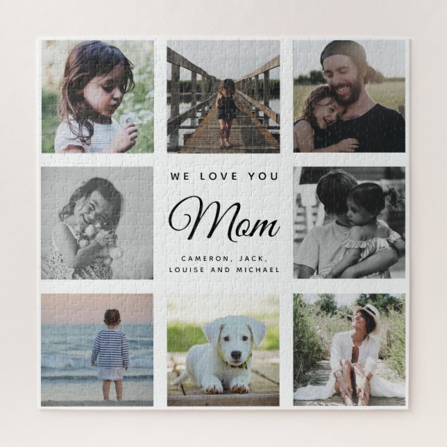 WE LOVE YOU MOM Modern Family Foto Collage Puzzle (Vertikal)