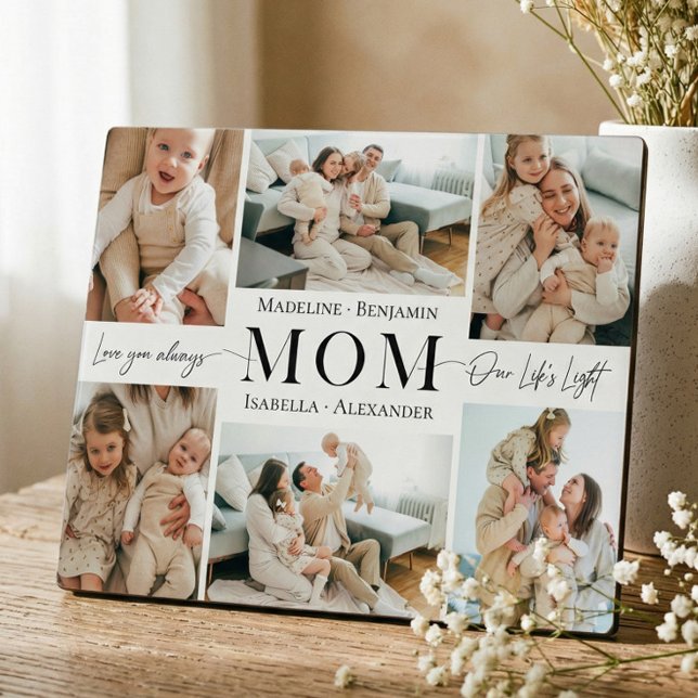 We Love You Mom Simple Photo Collage Keepsake Fotoplatte (We Love You Mom Simple Photo Collage Keepsake Plaque)