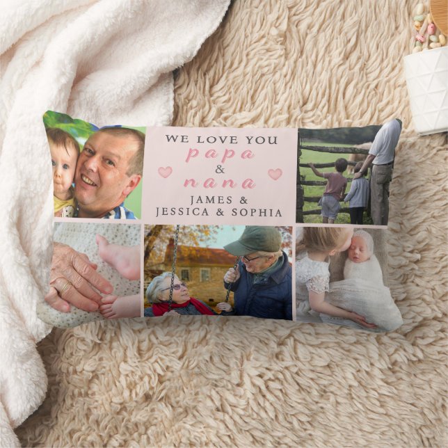 We Love You Papa & Nana – Custom Grandkids Pillow Lendenkissen (Decke)