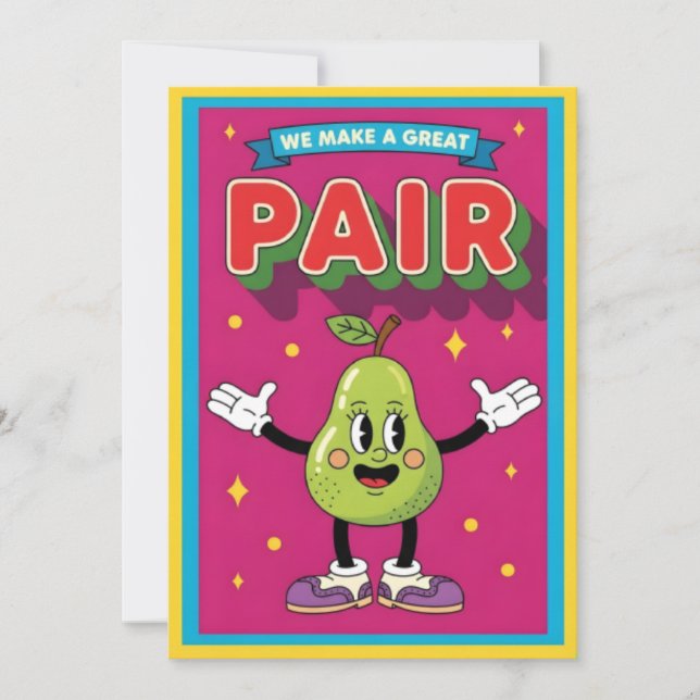 We Make a Great Pair fun fruit lover kawaii pear Dankeskarte (Vorderseite)