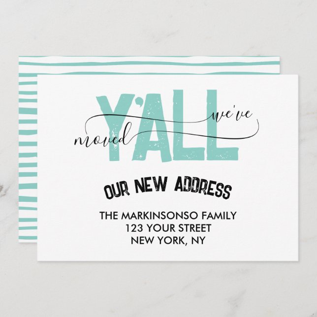 We Moved Y'all Moving Announcement Einladung (Vorne/Hinten)