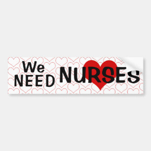 We Need Nurses Heart Bumper Sticker Autoaufkleber
